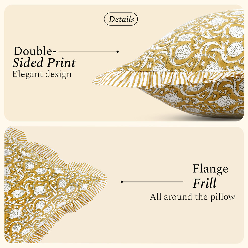 Cotton Ruffle Sham Cover - Mustard Regal