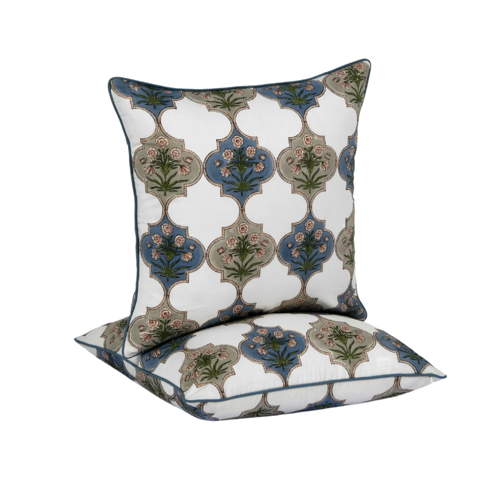 Piping Throw Pillow Covers - Tanzanite Blue (Set of 2)