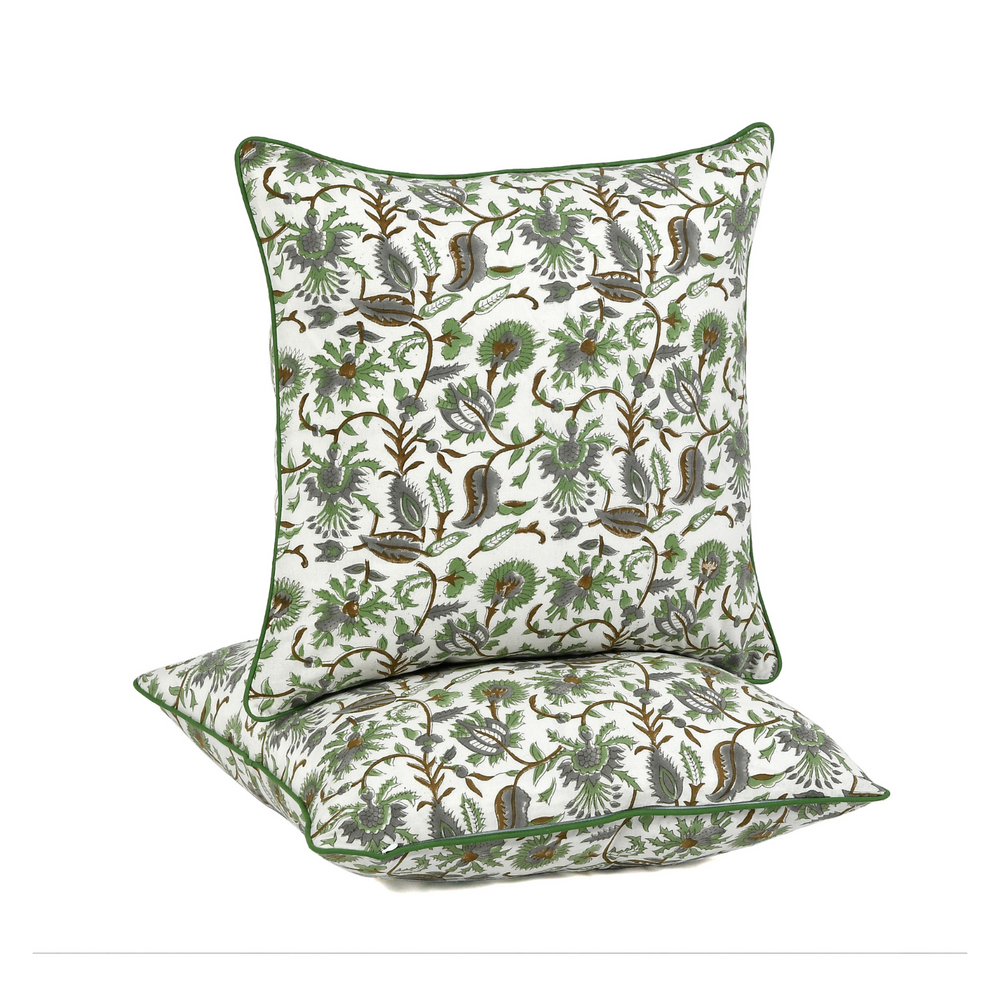 Piping Throw Pillow Covers - Mint Green (Set of 2)