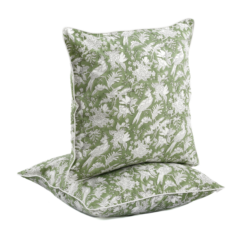 Piping Throw Pillow Covers - Olive Green (Set of 2)