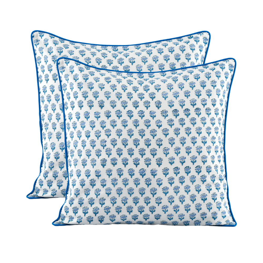 Piping Throw Pillow Covers - Apatite Blue (Set of 2)