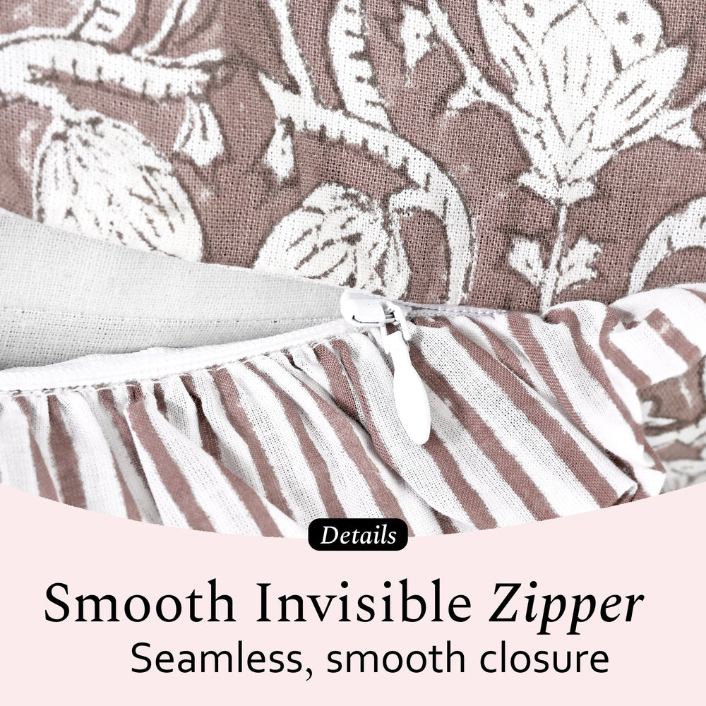 Cotton Ruffle Sham Cover - Mocha Regal