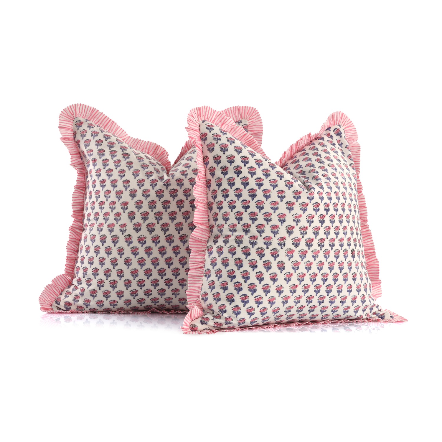 Ruffle Throw Pillow Covers -  Pink Sapphire