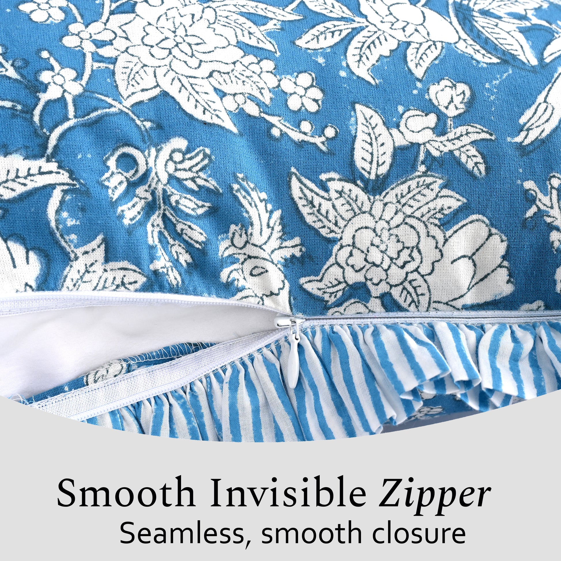 Cotton Ruffle Sham Cover - Blue Sapphire