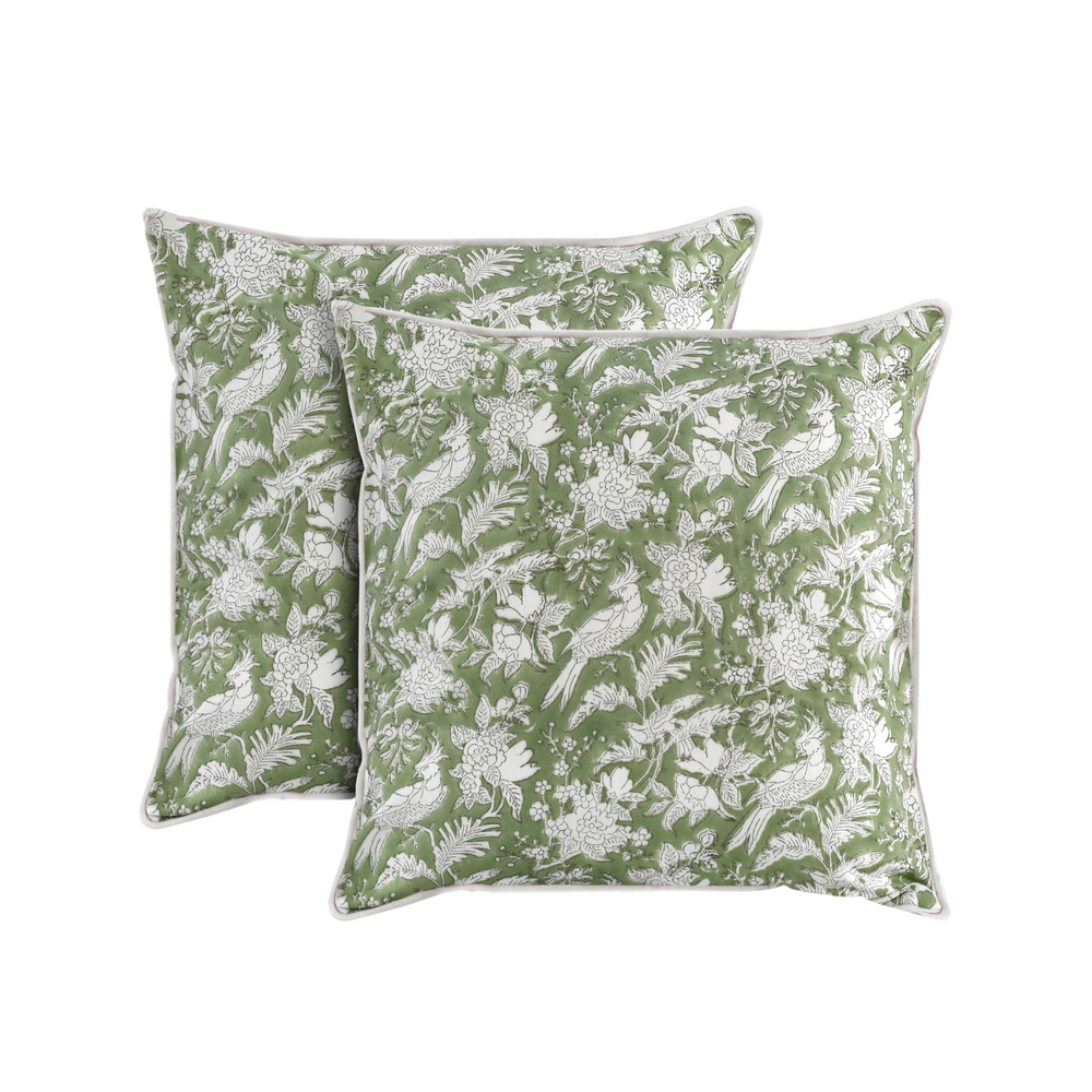 Piping Throw Pillow Covers - Olive Green (Set of 2)
