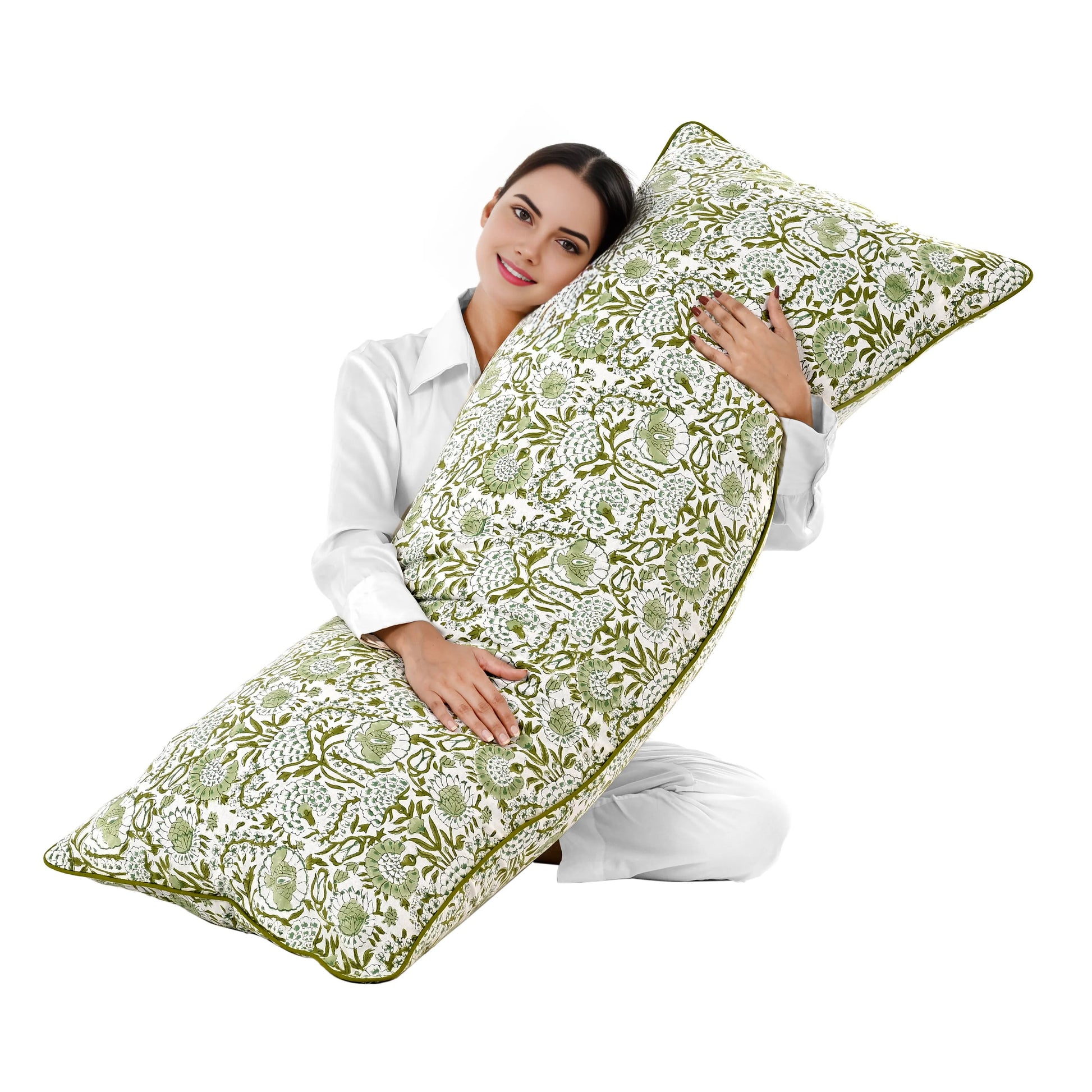 Cotton Piping Sham Cover - Agate Green