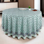 blue floral 100% cotton breathable round tablecloth