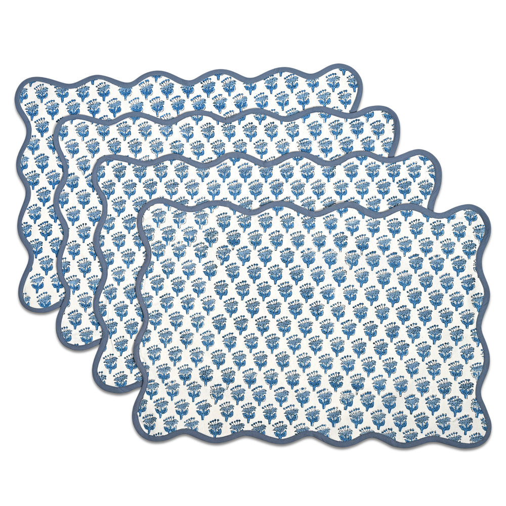 Rectangle 100% Cotton Reversible Placemat Set – Apatite Blue
