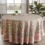 white, red, and green floral 100% cotton round tablecloth