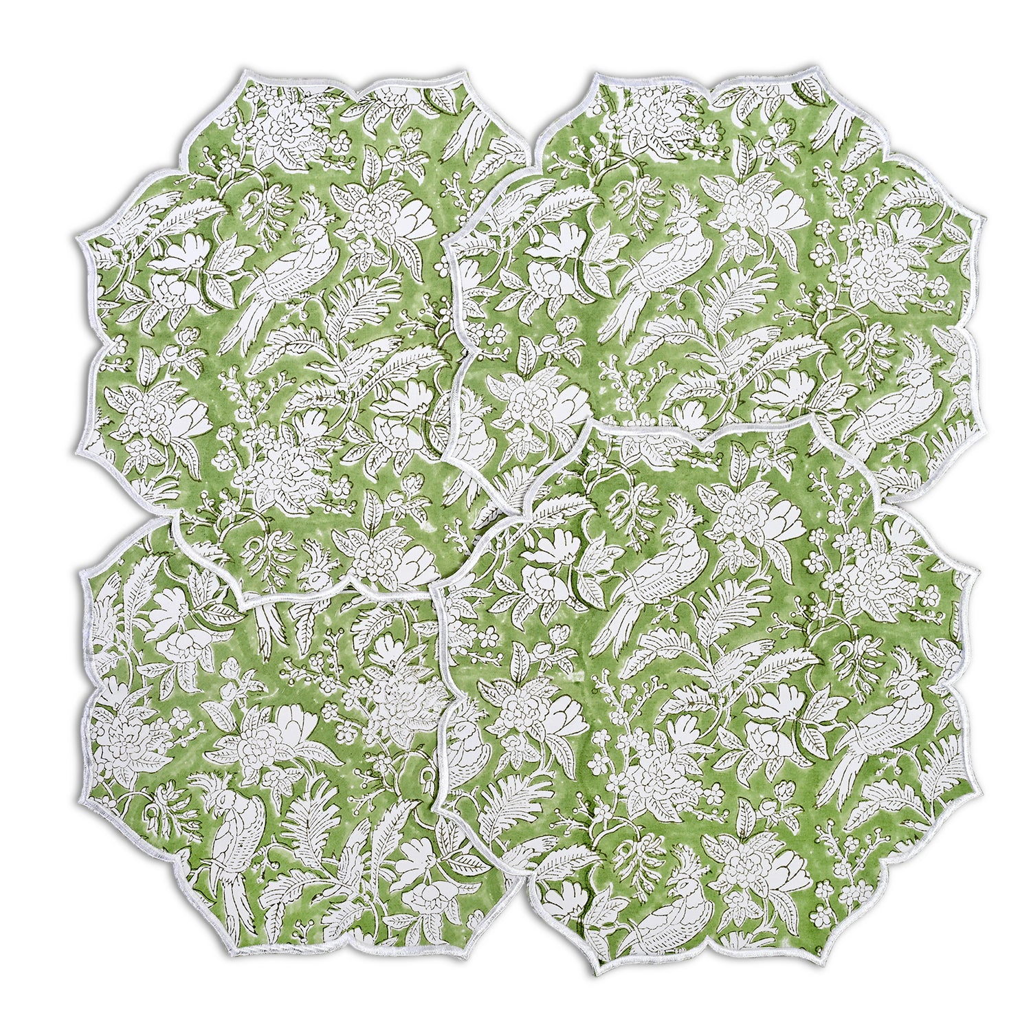 Minimalist table styling with sage green scalloped placemat
