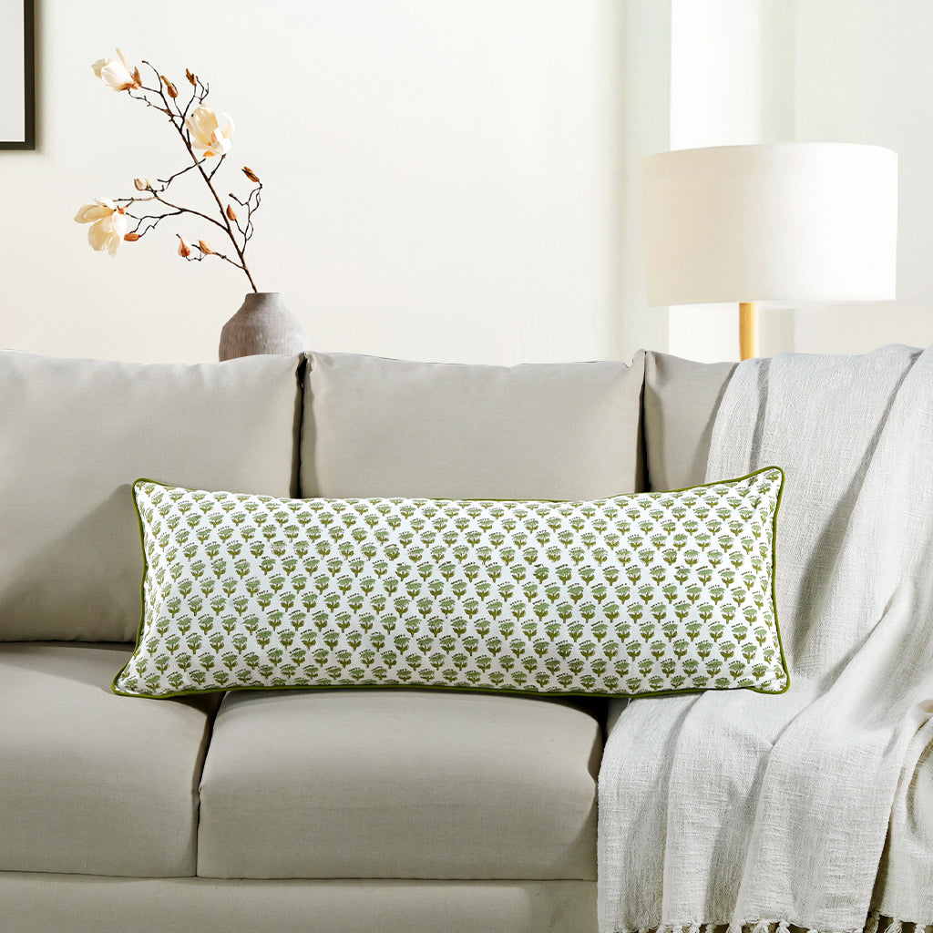 Cotton Piping Sham Cover - Emerald Green