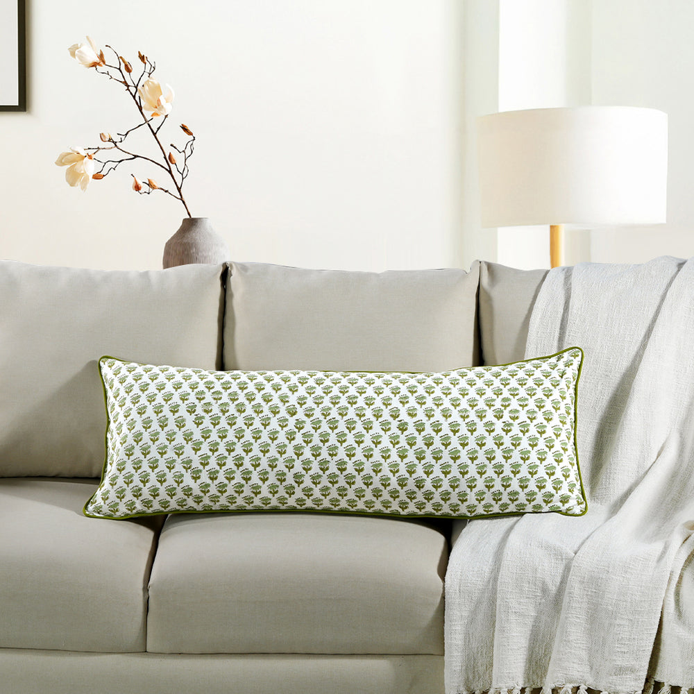 Cotton Piping Sham Cover - Emerald Green
