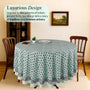 blue floral 100% cotton breathable round tablecloth
