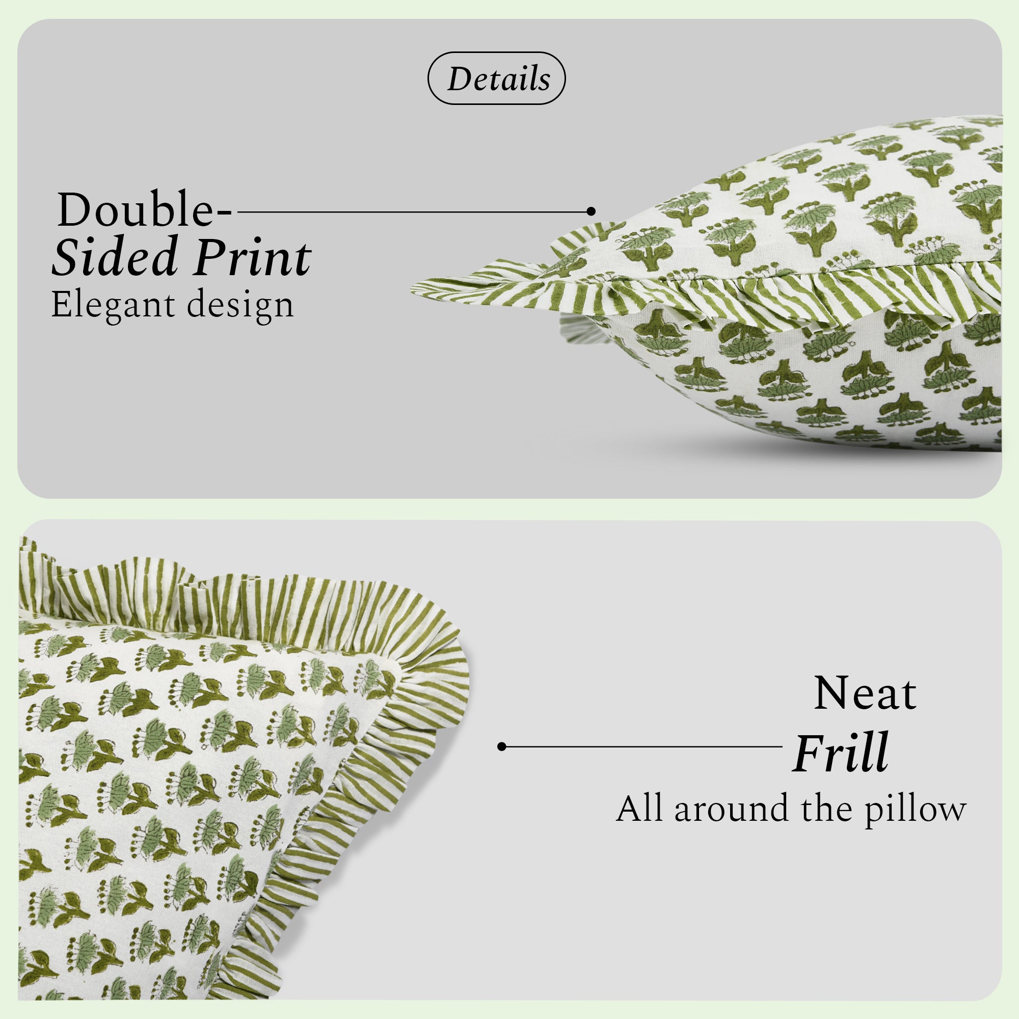 Ruffle Throw Pillow Covers -  Emerald Green