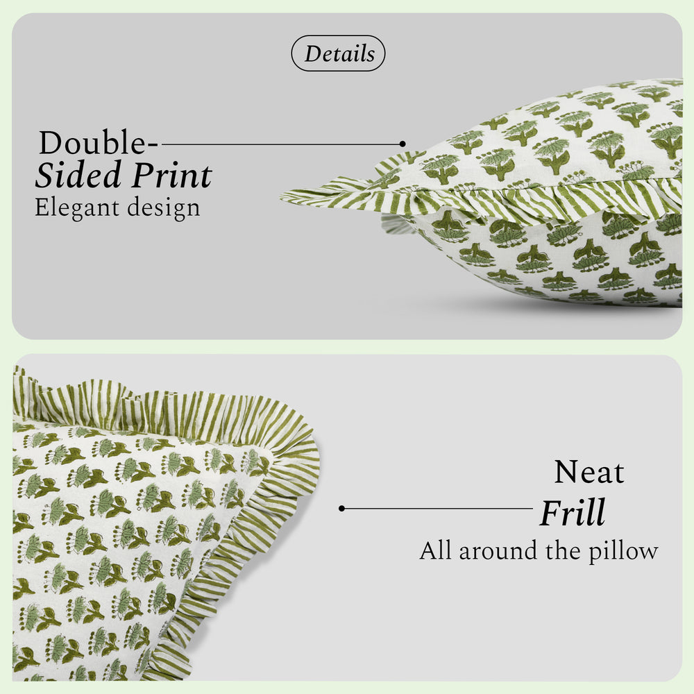 Ruffle Throw Pillow Covers -  Emerald Green