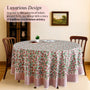 white, red, and green floral 100% cotton round tablecloth