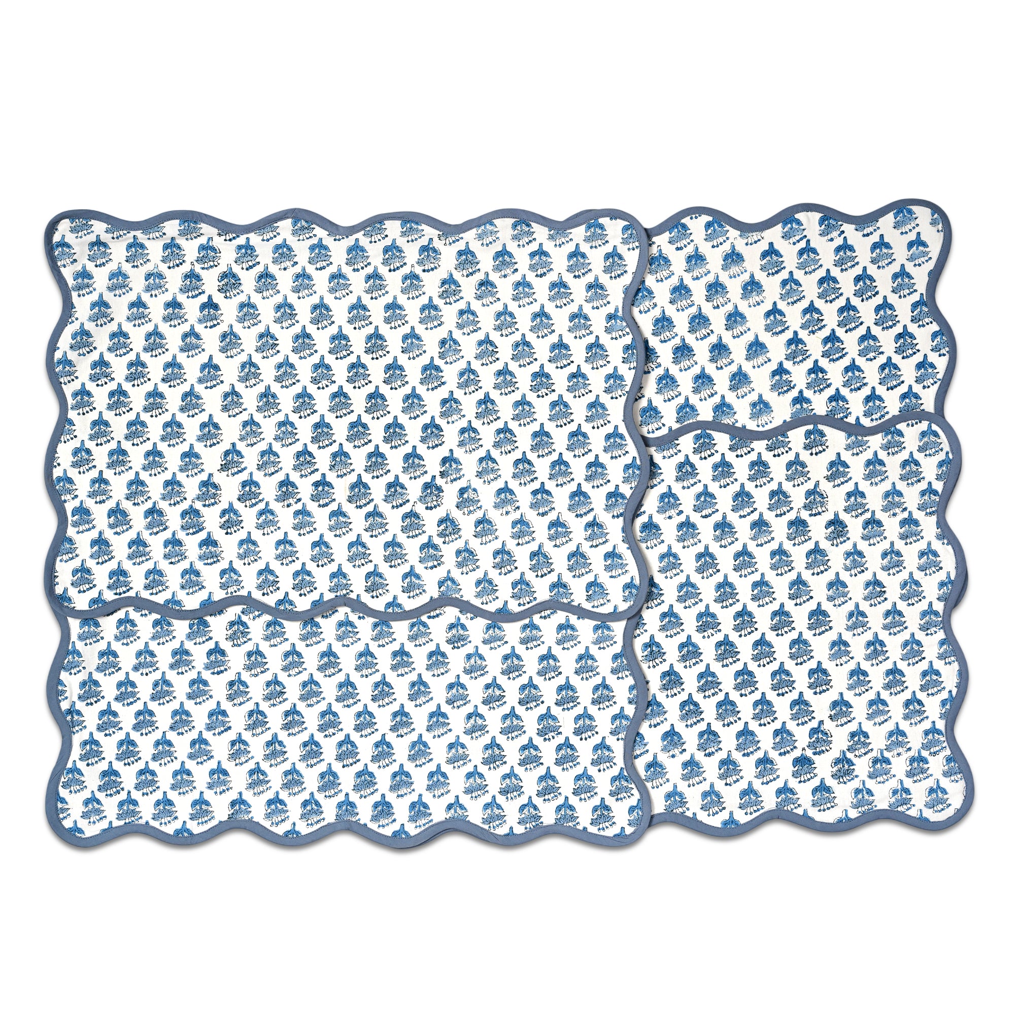 Rectangle 100% Cotton Reversible Placemat Set – Apatite Blue