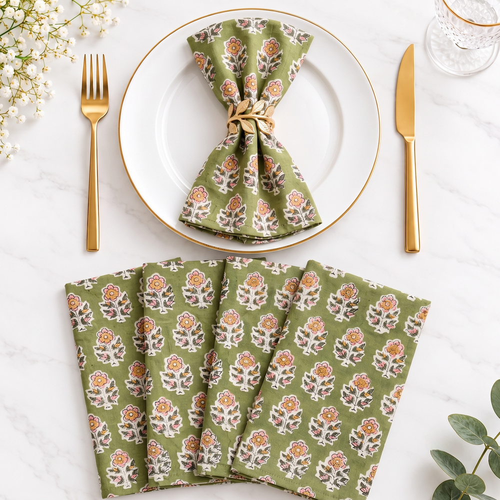 Cotton Cloth Napkins - Jade Green