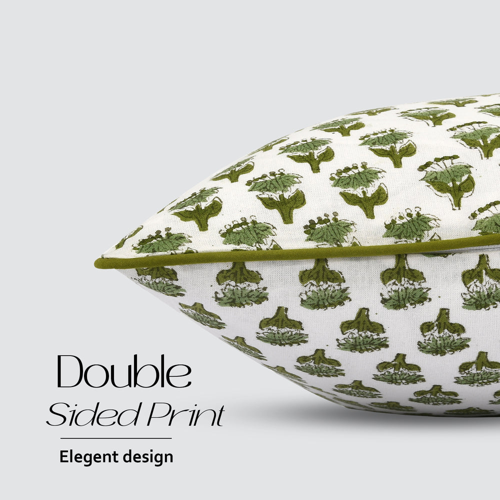 Cotton Piping Sham Cover - Emerald Green