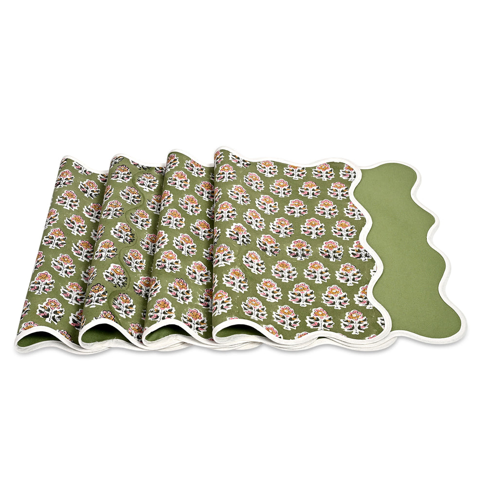 Rectangle 100% Cotton Reversible Placemat Set – Jade Green