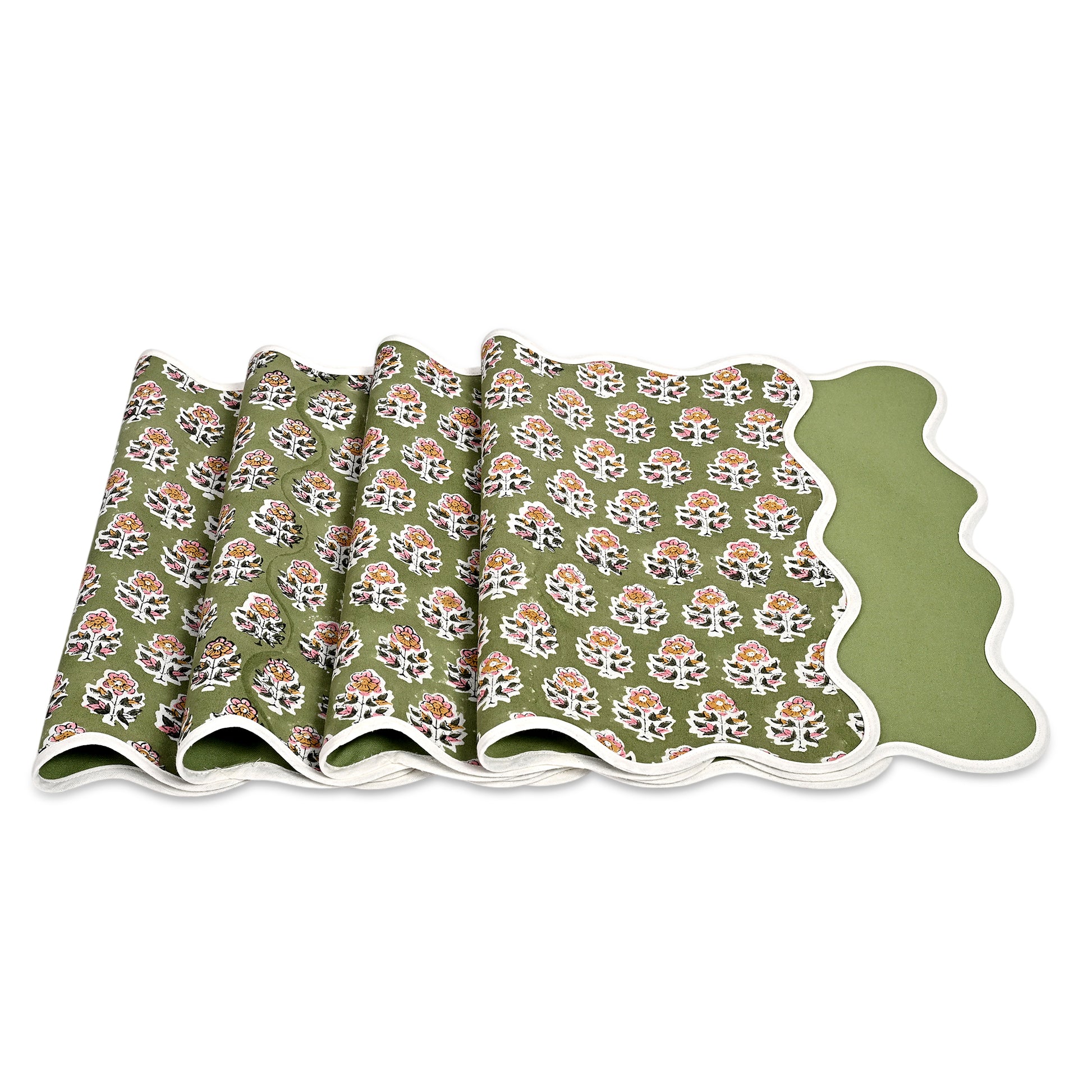 Rectangle 100% Cotton Reversible Placemat Set – Jade Green