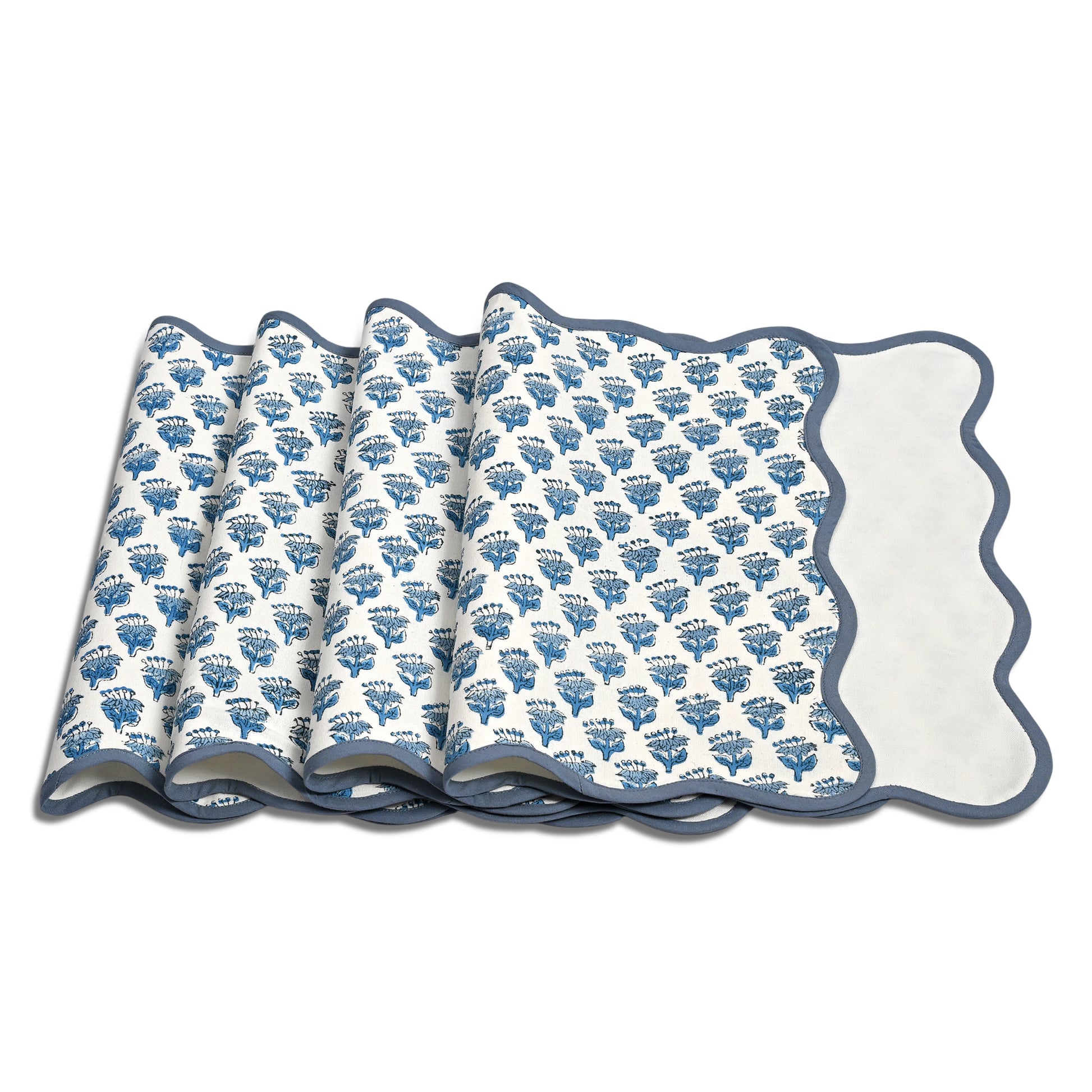 Rectangle 100% Cotton Reversible Placemat Set – Apatite Blue