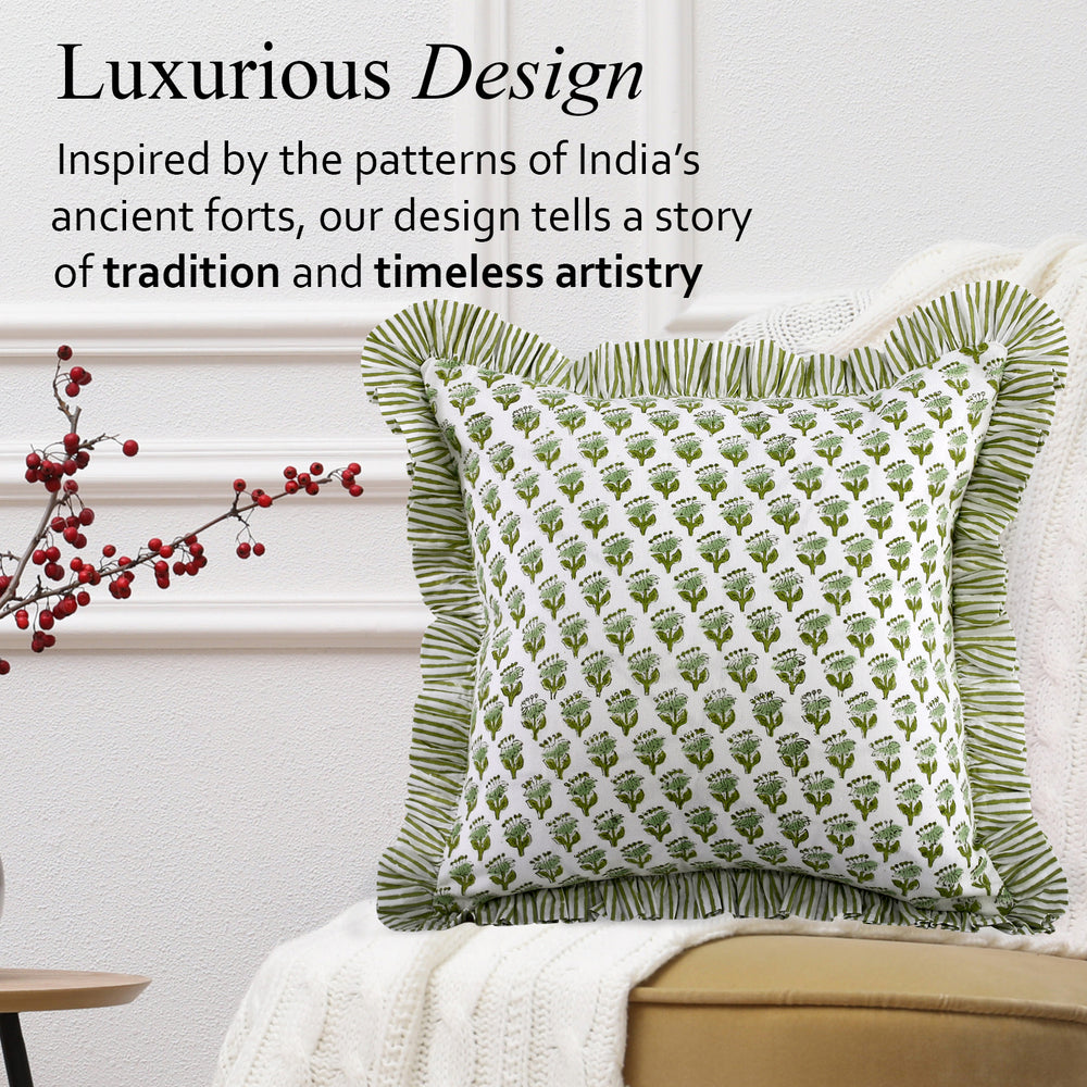 Ruffle Throw Pillow Covers -  Emerald Green