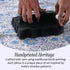 Hand printing a pattern on fabric with text 'Handprinted Heritage' and description.
