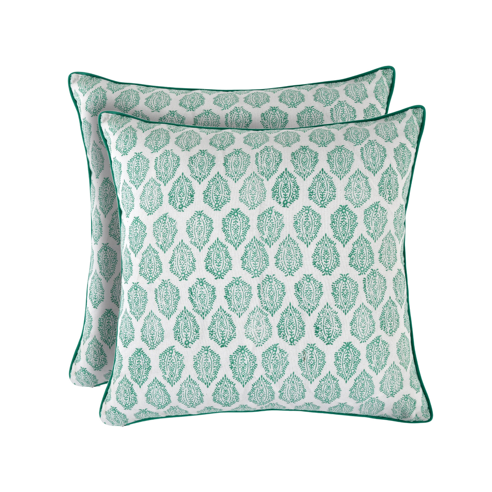 Piping Throw Pillow Covers - Sea Green (Set of 2)