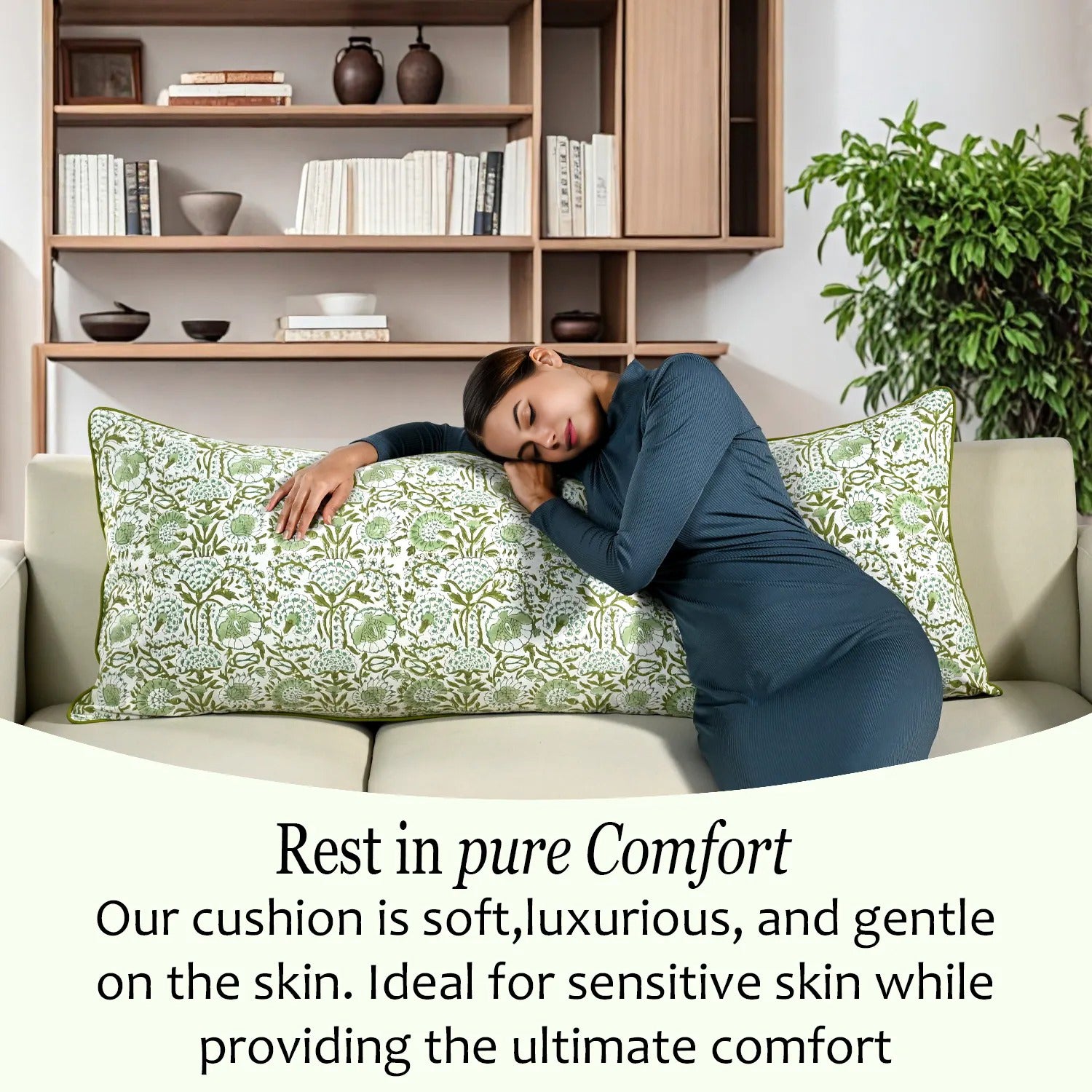 Cotton Piping Sham Cover - Agate Green