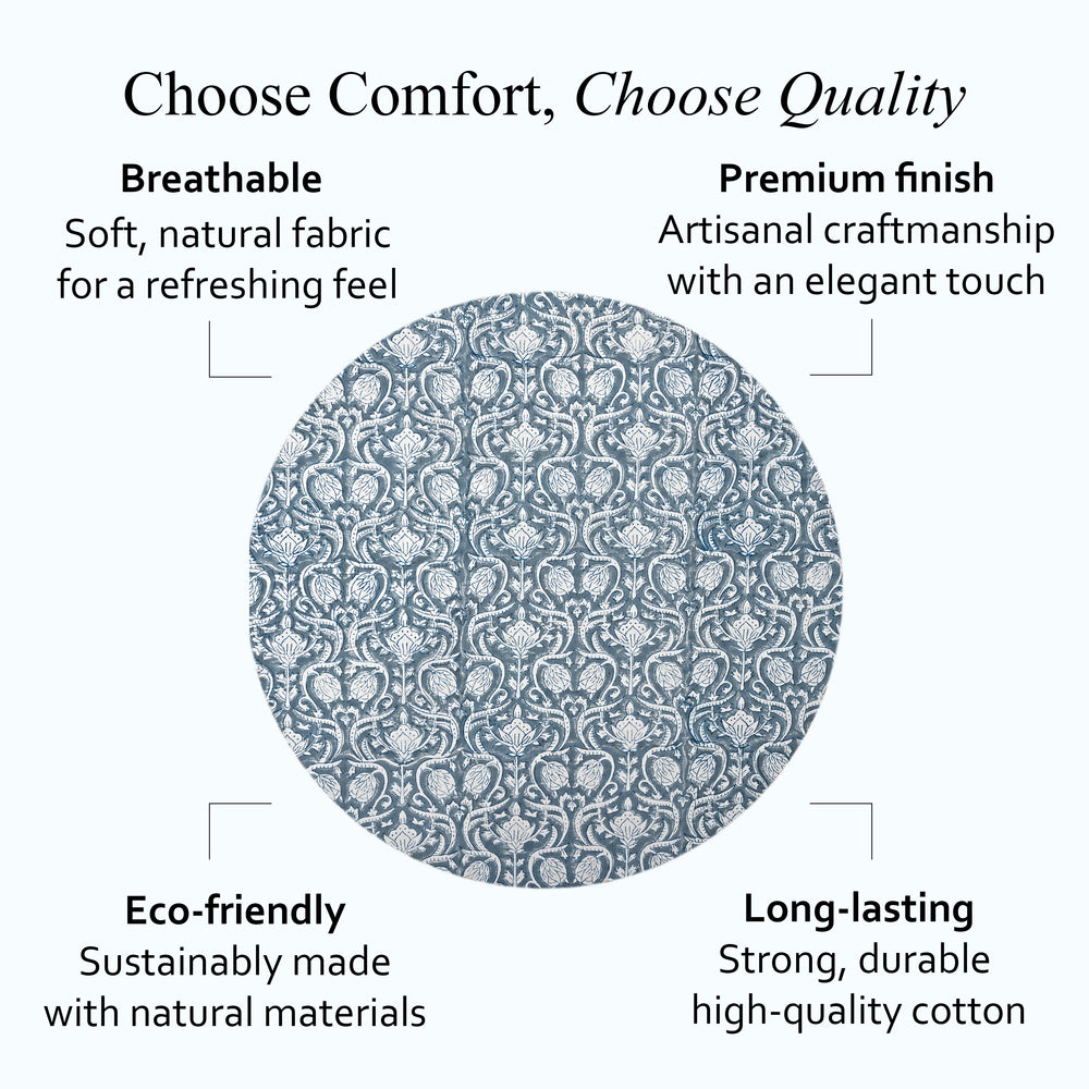 Round Block Print Tablecloth – Azure Regal