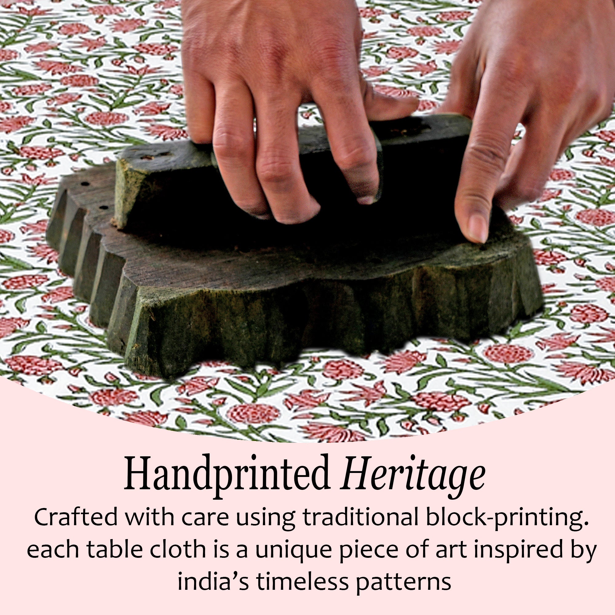 white, red, and green floral 100% cotton round tablecloth
