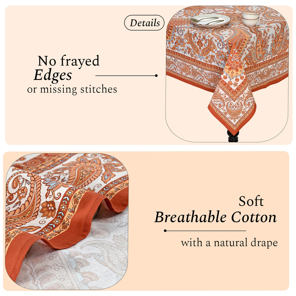 Cotton Printed Tablecloth - Fall Paisley
