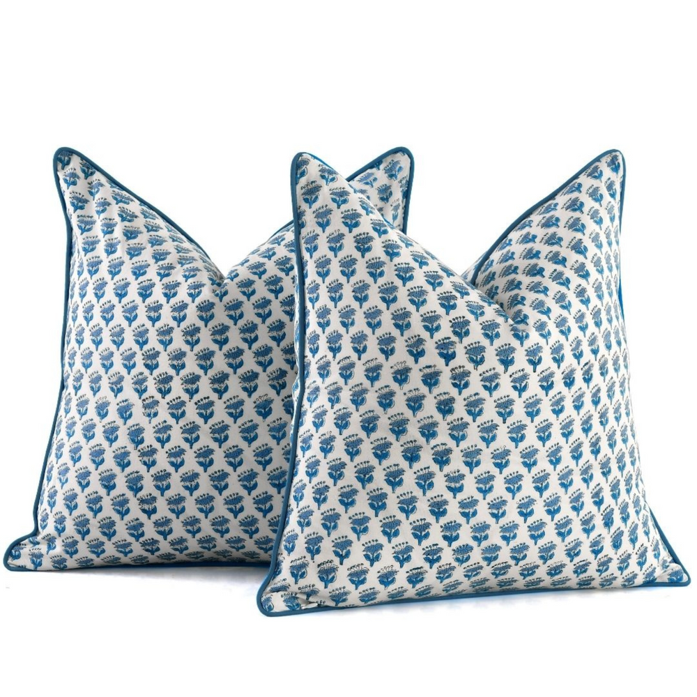 Piping Throw Pillow Covers - Apatite Blue (Set of 2)