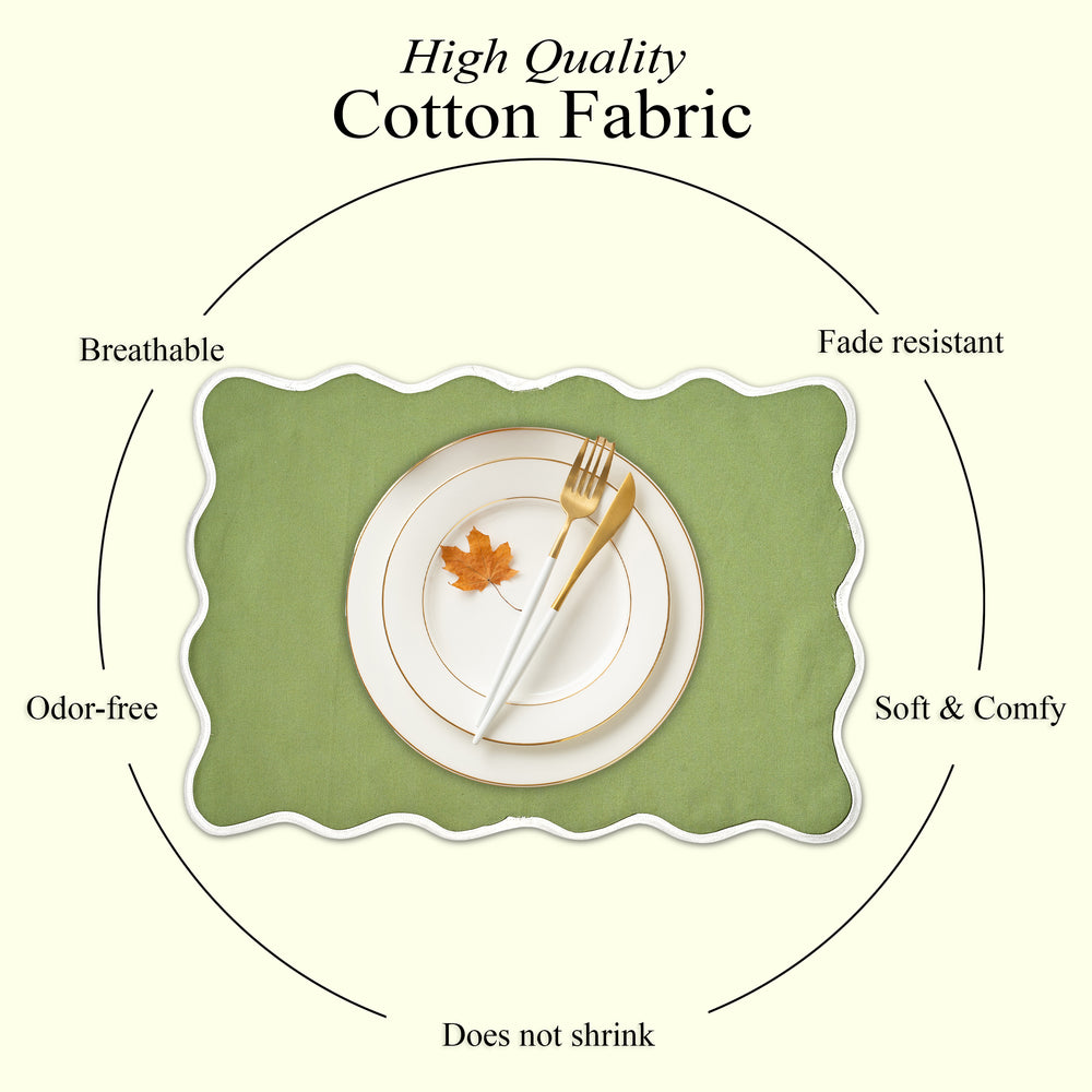 Rectangle 100% Cotton Reversible Placemat Set – Jade Green