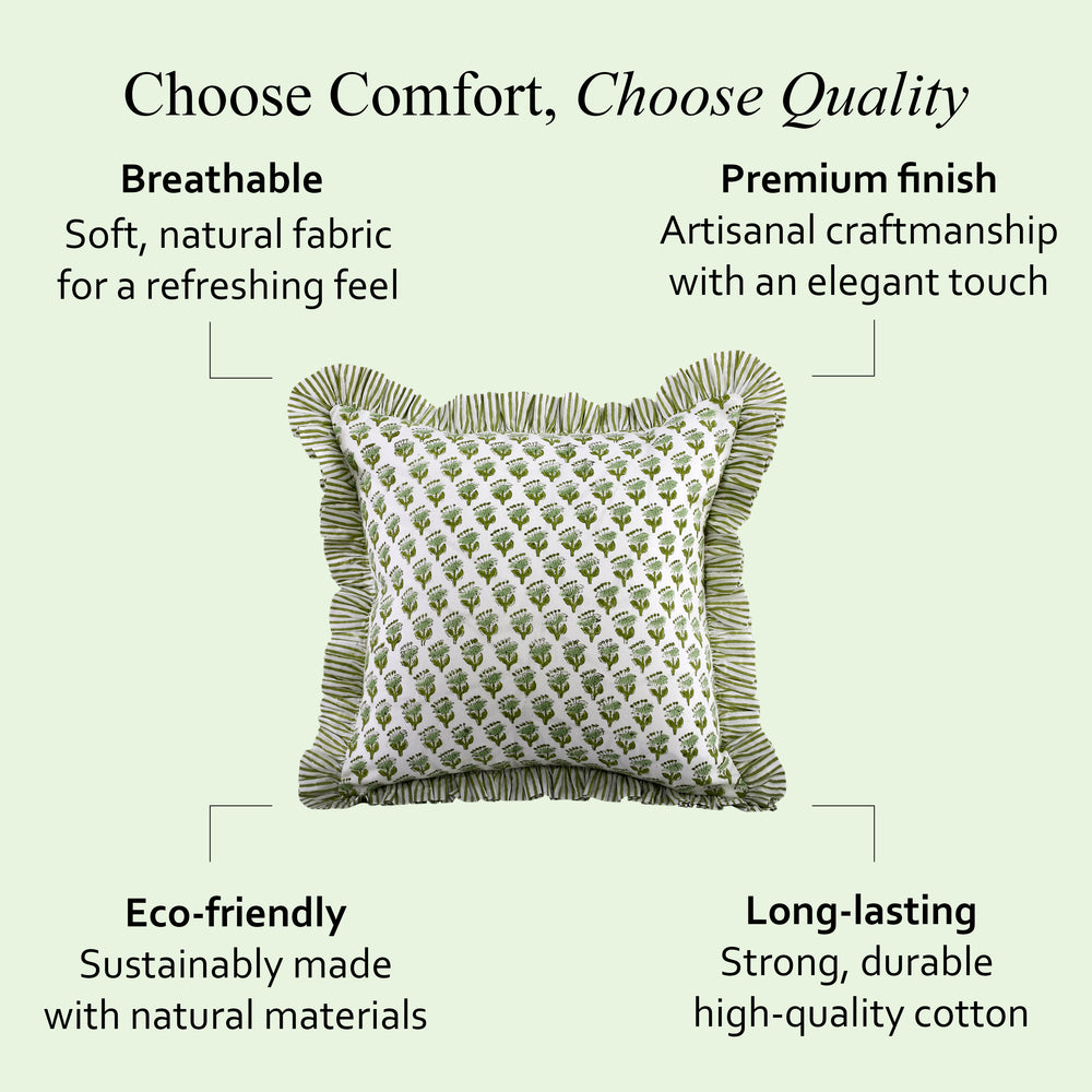 Ruffle Throw Pillow Covers -  Emerald Green