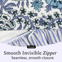 Fabric with floral pattern and zipper, labeled 'Smooth Invisible Zipper'.