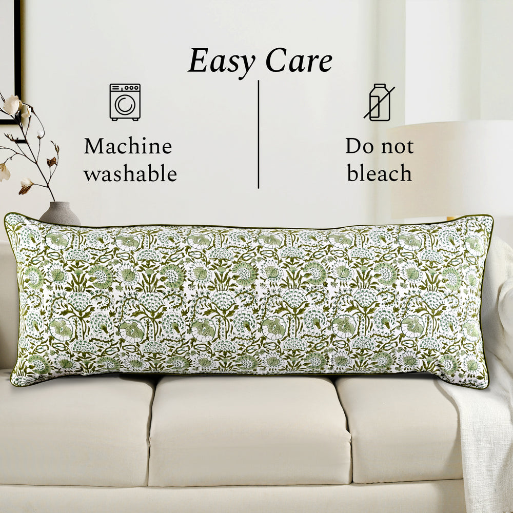 Cotton Piping Sham Cover - Agate Green