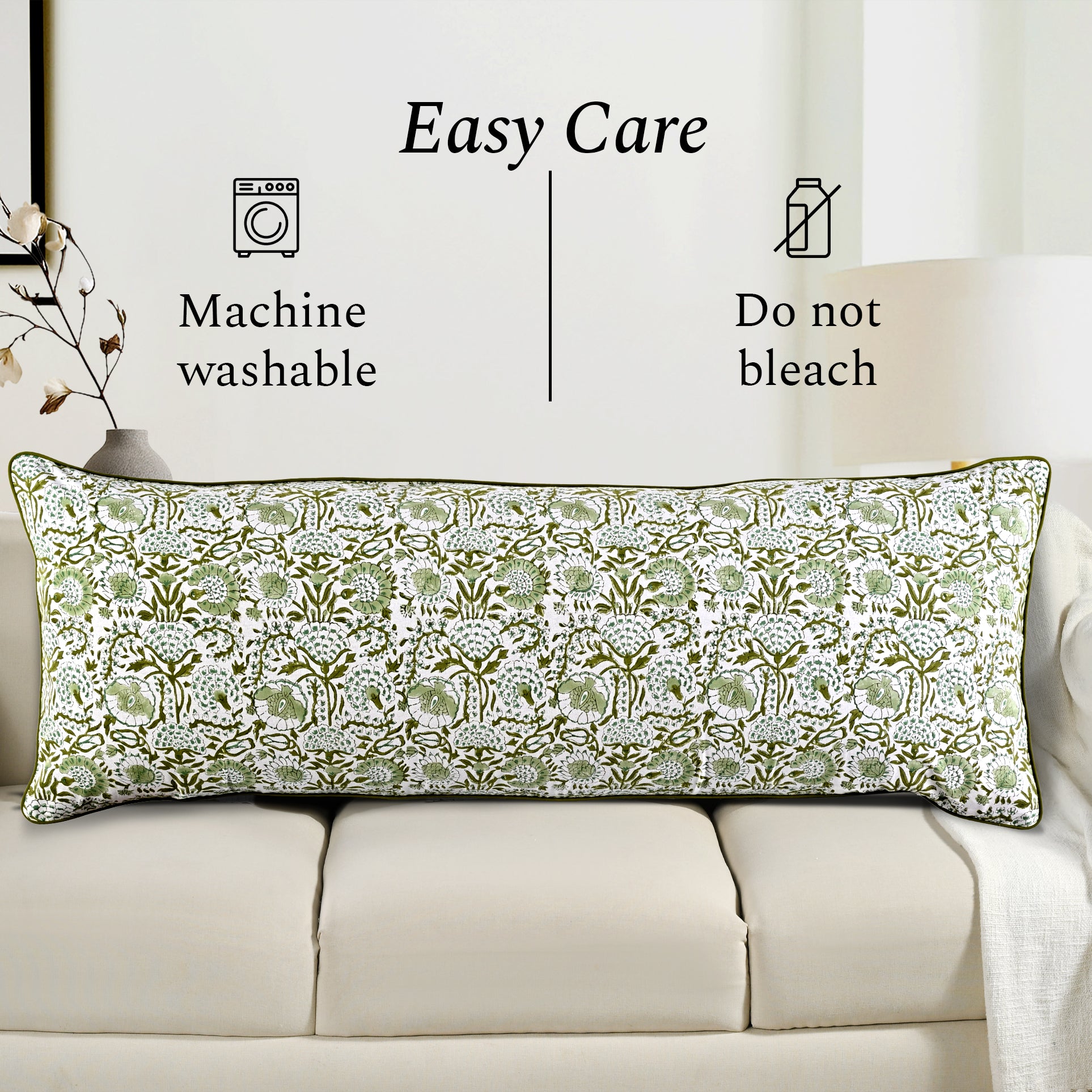 Cotton Piping Sham Cover - Agate Green