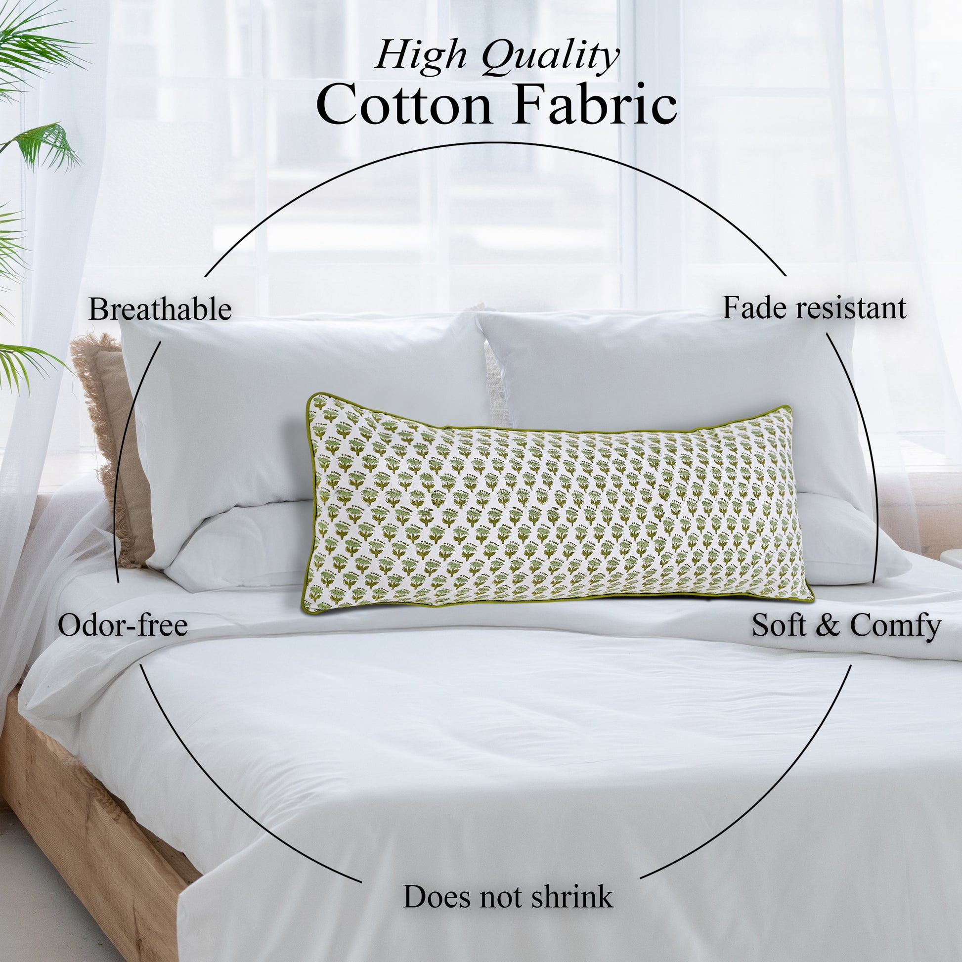 Cotton Piping Sham Cover - Emerald Green