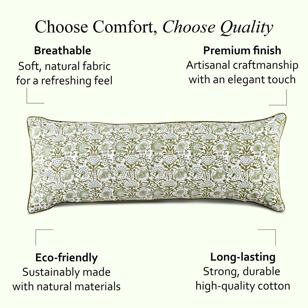 Cotton Piping Sham Cover - Agate Green