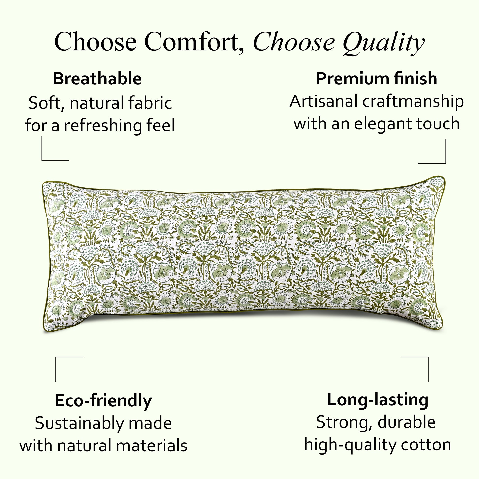 Cotton Piping Sham Cover - Agate Green