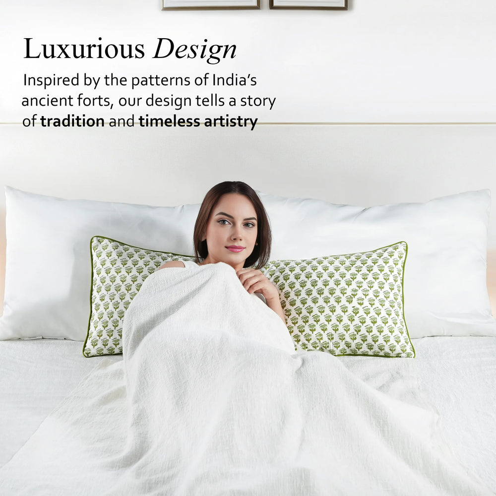 Cotton Piping Sham Cover - Emerald Green