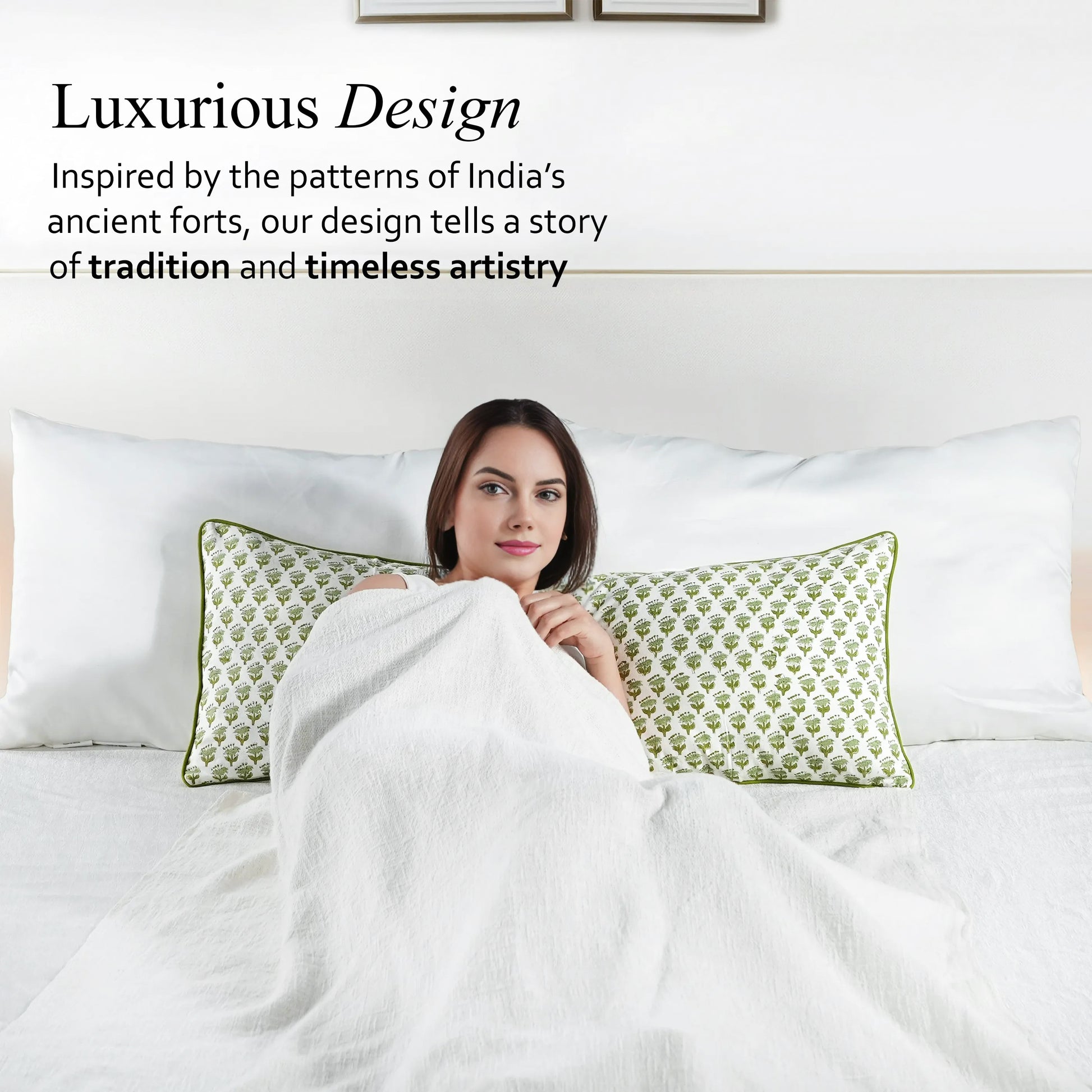 Cotton Piping Sham Cover - Emerald Green