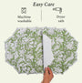 machine washable and dryer safe Embroidered sage placemat with elegant stitched detailing