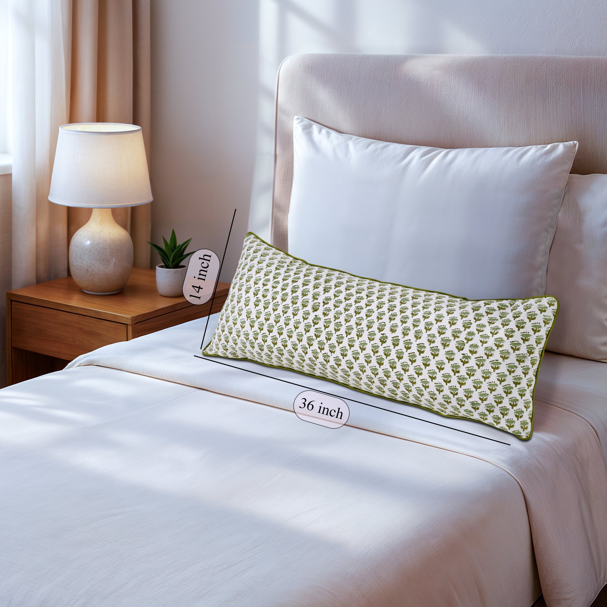 Cotton Piping Sham Cover - Emerald Green