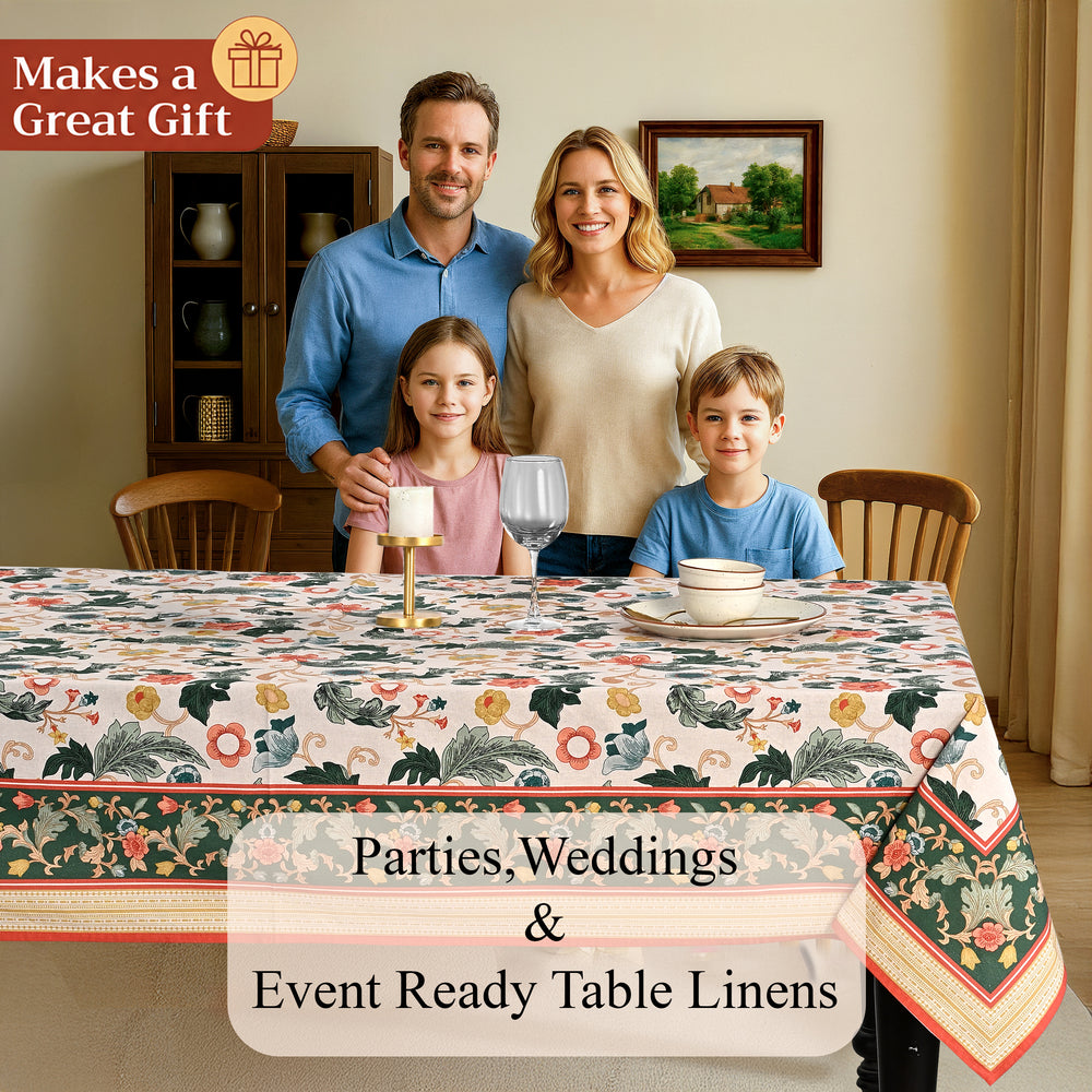Cotton Printed Tablecloth - Camellia Green