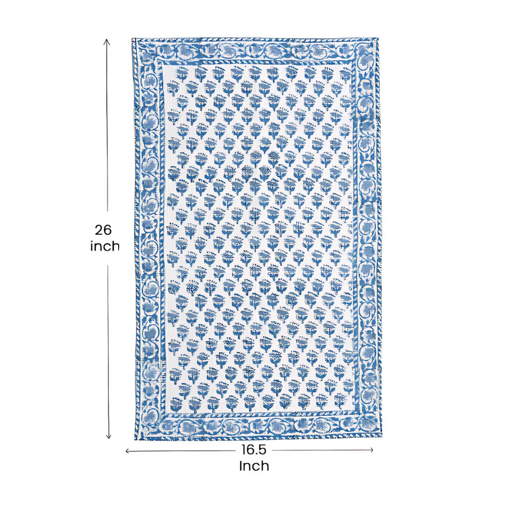 Flat lay of full towel displaying the full hand block printed pattern
