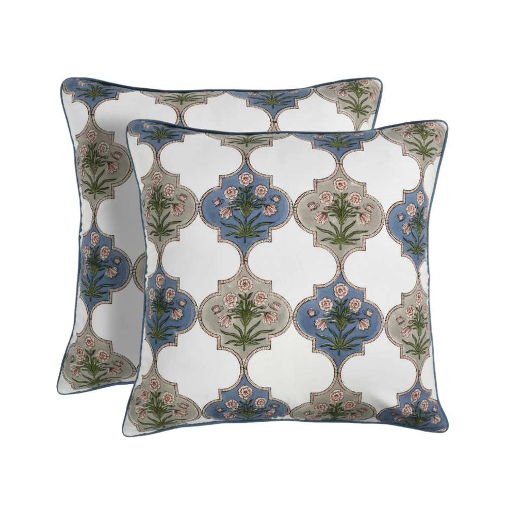 Piping Throw Pillow Covers - Tanzanite Blue (Set of 2)