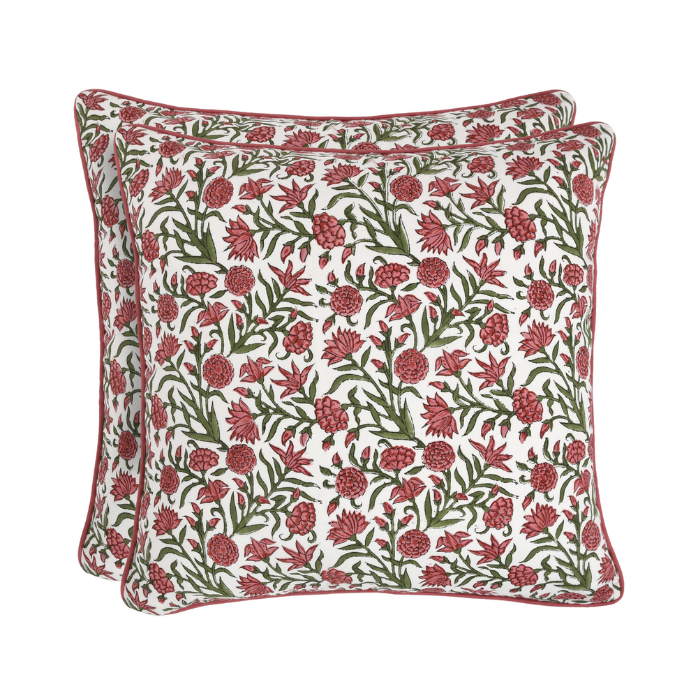 Piping Throw Pillow Covers - Red Garnet (Set of 2)